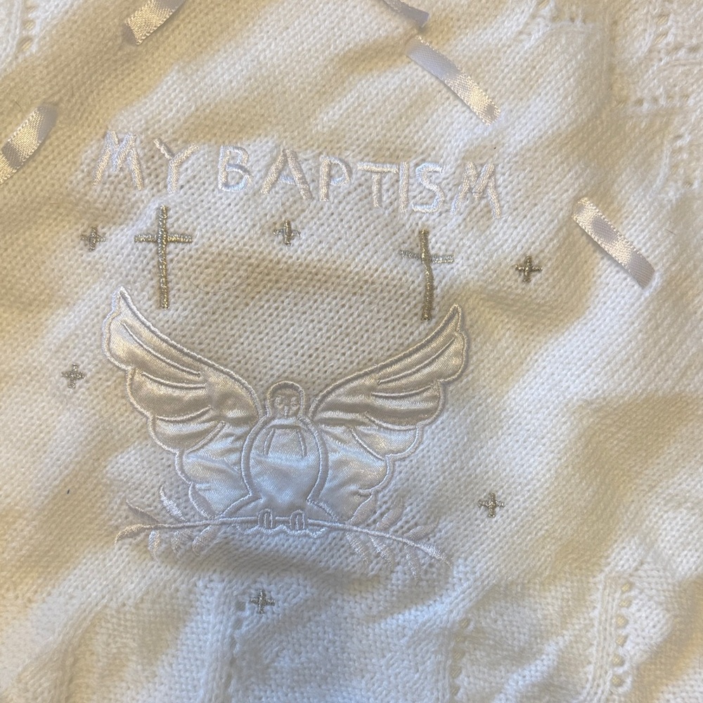 White Baptism Blanket for Kids
